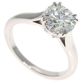 Bague Solitaire Ronde Harry Winston E-VS1-EX en Platine Argenté
