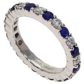 Harry Winston Ring mit rundem Saphir und Diamanten in Krappenfassung Silber