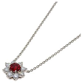 Harry Winston Sunflower Ruby Diamond Necklace Silvery