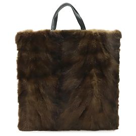 Borsa tote in pelliccia nera e marrone scuro Loewe Nero Marrone scuro