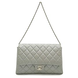 Bolsa de Ombro Chanel Matelassé Coco Mark com Corrente Prata