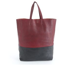 Céline Bolsa tote de couro horizontal Celine Marrom Preto
