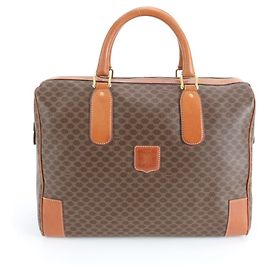 Céline Celine Macadam Leather Brown Boston Bag Brown