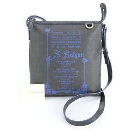 Bulgari Bvlgari Collezione Leather Shoulder Bag Black Blue