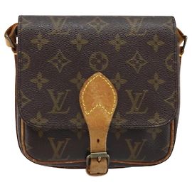 Louis Vuitton Cartouchiere Handbag Monogram Canvas PM Brown