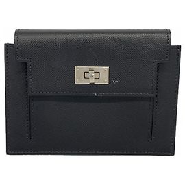 Billetera compacta Kelly de Hermès / Estuche para monedas Negro