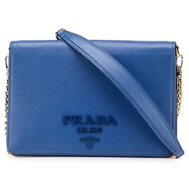 Prada Chain Shoulder Wallet Handbag Blue