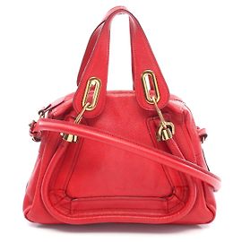 Chloé Chloe Paraty Small Leather Handbag Red Red