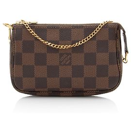 Mini Pochette Accesorios Damier Ebene Louis Vuitton Castaño
