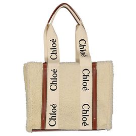 Bolsa Tote Woody de Shearling da Chloé Marrom Bege