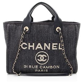 Chanel Denim Deauville Small Tote Blue