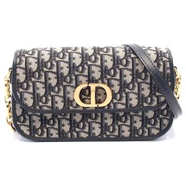 Borsa a spalla in tela obliqua Dior 30 Montaigne in pelle Blu
