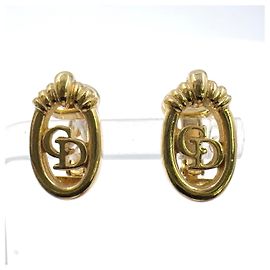 Orecchini Ovali CD Logo Dior in Oro D'oro Metallico