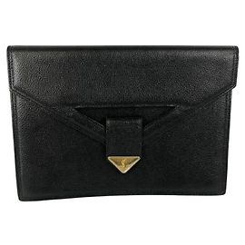 Yves Saint Laurent Leather Clutch Bag Black