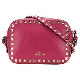 Valentino Rockstud Leder Schultertasche Pink