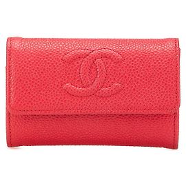 Chanel Coco Mark Kaviar Kartenetui Rot