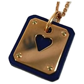 Hermès Collier Pendentif As de Coeur PM en Chaîne Cœur HERMES Noir Rose
