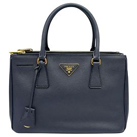 Bolsa de couro Prada Galleria de 2 vias Azul marinho