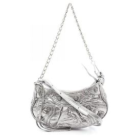 Balenciaga LE CAGOLE MINI BB 2-Wege Lederhandtasche Silber