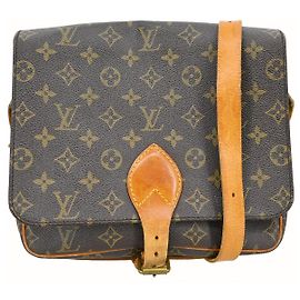 Louis Vuitton Cartouchiere Handbag Monogram Canvas GM Brown