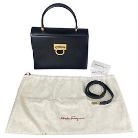 Salvatore Ferragamo Black Leather Handbag/Shoulder Bag Black