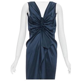 Lanvin Vestido de cóctel de seda drapeada de la colección de verano de 2007. Azul