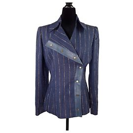 Jean Louis Scherrer Scherrer Paris jacket with asymmetric buttoning 1990s Blue