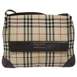 Burberry Nova check Shoulder bag Canvas and Leather Beige