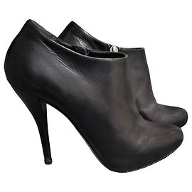 Black leather ankle boots Christian Dior Black