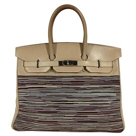 Sac à main en cuir multicolore Hermès Birkin 35 Blanc Multicolore