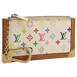 LOUIS VUITTON Monedero Cles Monograma Multicolor Blanco M92655 Auth AMZ391A Blanco