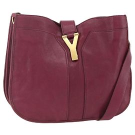 Bolsa de Ombro de Couro Roxa e Dourada SAINT LAURENT 291204 Auth ka3427 Dourado Roxo