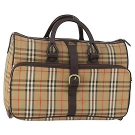 Bolsa Boston em lona xadrez Nova Check da Burberrys marrom Auth mr2028 Marrom