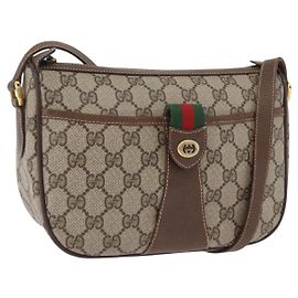 Bolsa Sherry Line GG Supreme Web da GUCCI em PVC bege e dourado 89 02 032 Auth LNZ595 Bege Dourado