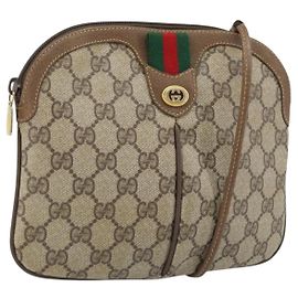 Bolsa Sherry Line GG Supreme Web da GUCCI em PVC bege e dourado 904 02 047 Auth BA11637 Bege Dourado