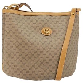 Gucci Bolsa de Ombro Micro GG Supreme PVC Bege Dourado 001 110 0077 Auth mr2161 Bege Dourado