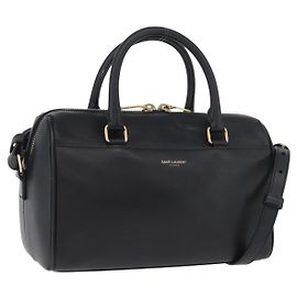 SAINT LAURENT Sac à main Baby duffle en cuir 2way Noir Or 330958 Auth hk3593A Noir Doré
