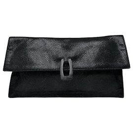 Vintage Loewe Madrid Schlangenpräge Leder Clutch Schwarz Schwarz