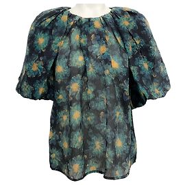 Blouse Marseille en Crinkle Lazuli Bleu / Or d'Ulla Johnson Bleu Marine
