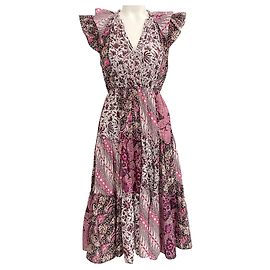 Vestido midi Asis de algodón rosa / negro de Ulla Johnson Rosa