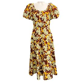 Vestido midi Imara con estampado de acacia amarillo / vino de Ulla Johnson Amarillo
