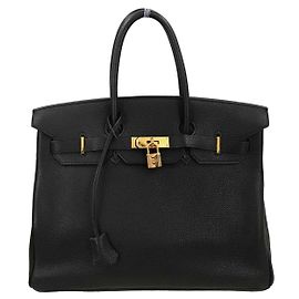 Bolsa Hermès Birkin Preta Togo com Hardware Dourado 35 Preto