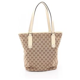 Gucci GG Canvas Tote Bag Weiß Beige