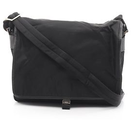 Borsa a spalla in pelle Saffiano nera e nylon Prada Nero