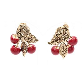 Yves Saint Laurent Kirsch Clip Ohrringe Rot Golden