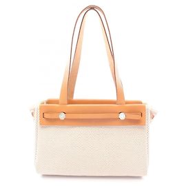 Bolsa Tote Herbag Cabas PM da Hermès Marrom Bege Cru