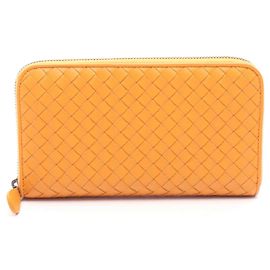 Bottega Veneta Intrecciato Round Long Wallet Orange