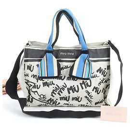Borsa a Spalla/Borsa Tote Miu Miu per Donne Bianco Multicolore