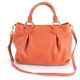 Borsa a spalla in pelle arancione Miu Miu Arancione
