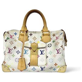 Louis Vuitton Speedy Handbag Monogram Multicolor 30 White
